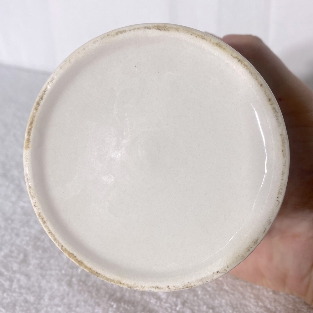 White Ceramic Butter Bell W Blue Line Accent - Picture 6 of 13